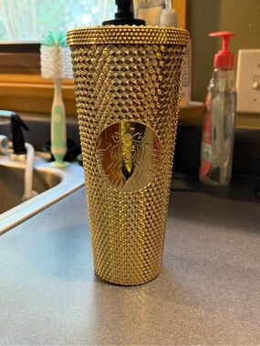 Starbucks Gold Studded Tumbler - Shiny Gold